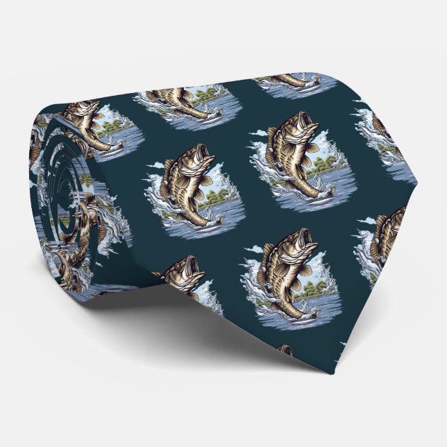 Cravate Cool tiled fishing lovers  (Roulé)