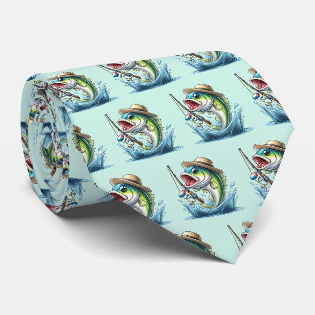 Cravate Cool tiled fishing lovers neck tie  (Roulé)