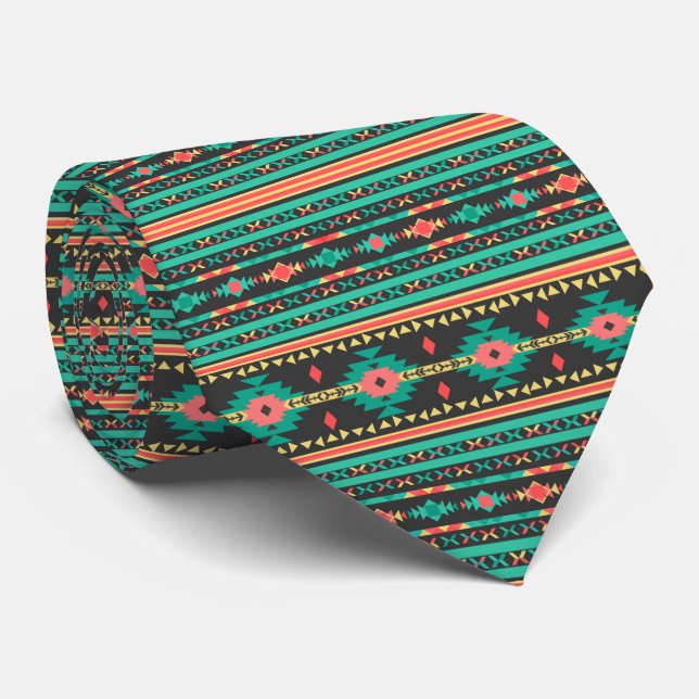Cravate Cool tribal ethnic geometric pattern (Roulé)
