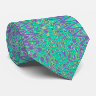 Cravate Cool violet et vert Abstrait teint teint Vagues ré