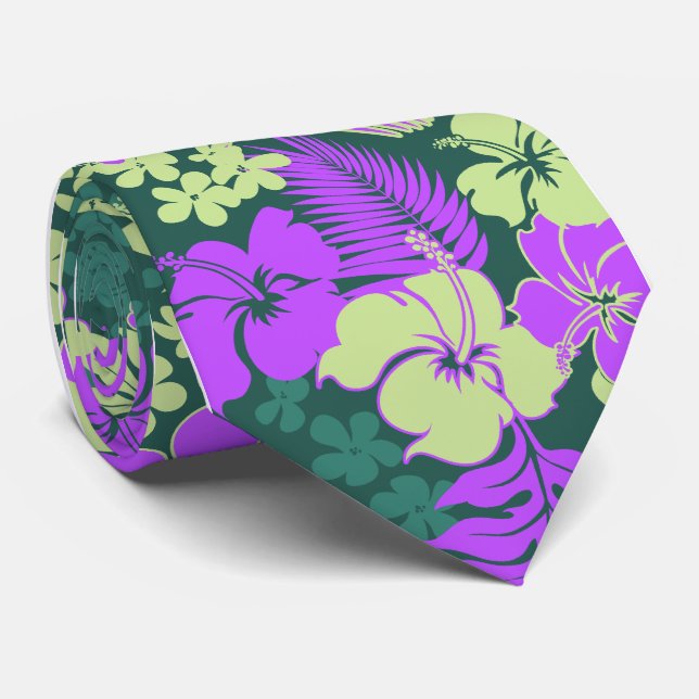 Cravate Copie hawaïenne de chemise de ketmie de baie de (Roulé)