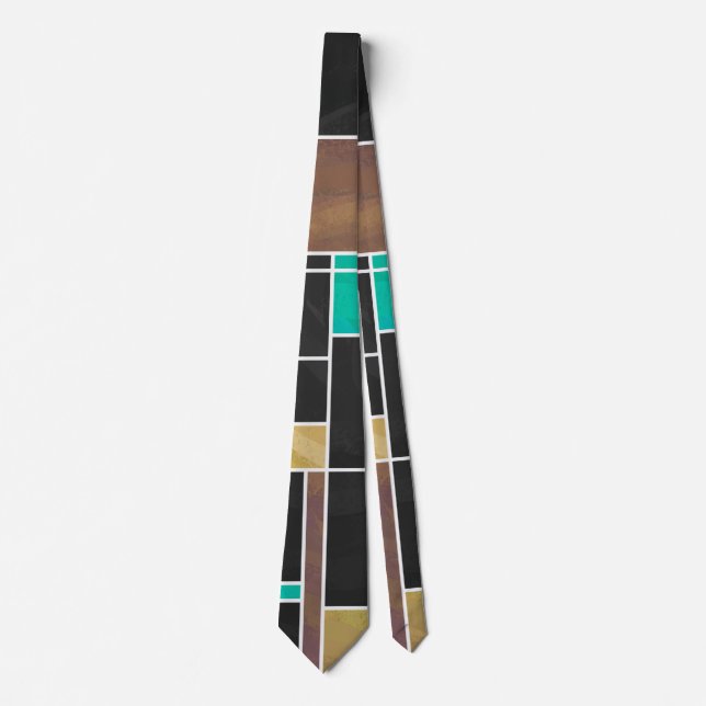 Cravate Copie noire Brown de Mondrian Teal (Devant)