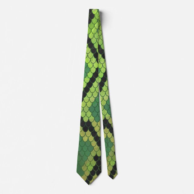 Cravate Copie noire et verte de serpent (Devant)