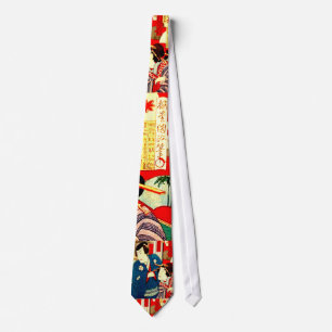 Cravate Copie samouraï d'art de bois de graveur de geisha