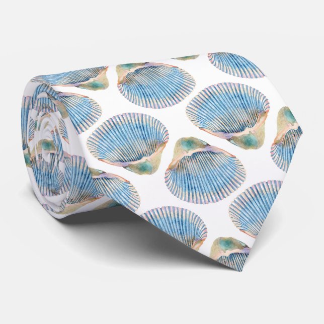 Cravate Coquillages bleus (Roulé)