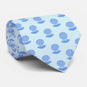 Cravate Coquille d'huîtres pour bébé bleu et modèle de per