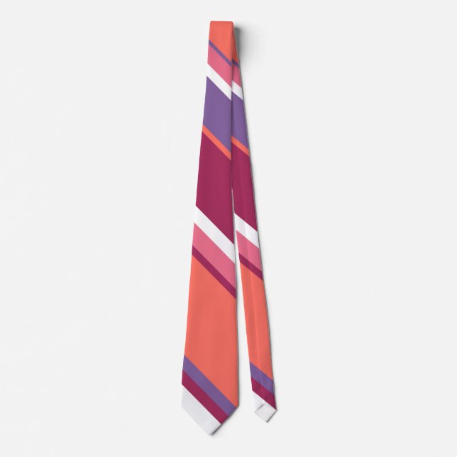 Cravate Corail vivant, rouge et violet (Devant)