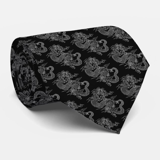 Cravate Corbata con dragón japonés (Roulé)