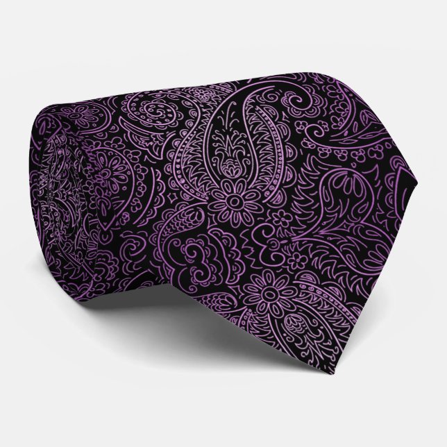 Cravate Corbata couleur violeta con negro (Roulé)