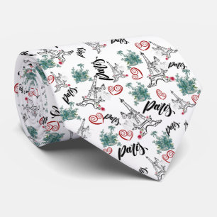 Cravate Corbata de parís con la torre Eiffel y corazones