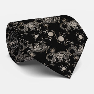 Cravate Corbata linda con dragón de color crudo