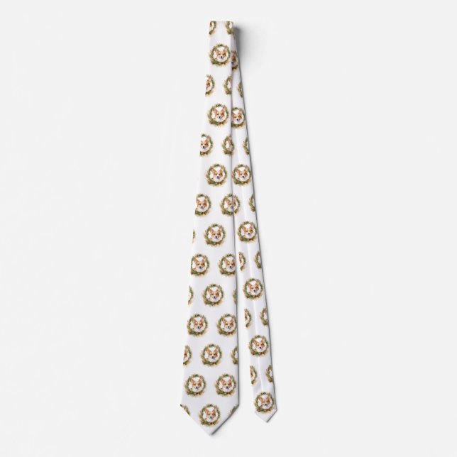 Cravate Corgi Christmas Wreath Festive Pup (Devant)