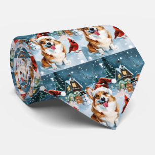 Cravate Corgi Winter Wonderland Christmas Joy