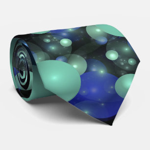 Cravate Cosmos Blue Green Bubbles Business Dress Attirant