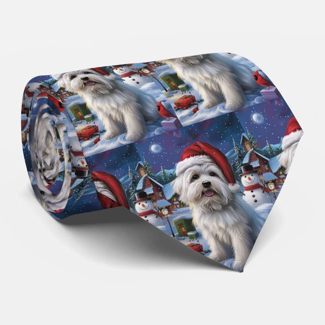 Cravate Coton De Tulear Winter Wonderland Christmas Joy (Roulé)