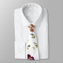 Cou Floral-Bourgogne |Cravate Mariage florale tend