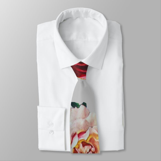 Cravate Cou Floral-Bourgogne |Cravate Mariage florale tend (Attaché)