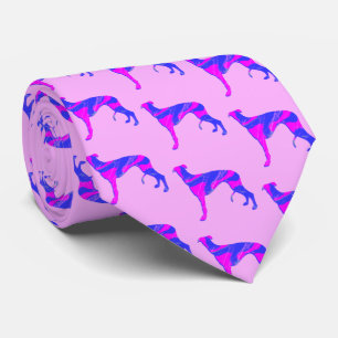 Cravate Cou rose Silhouette rose Gris Hound Lurcher Chien