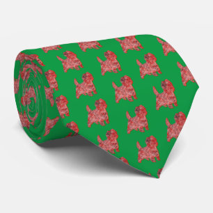 Cravate Cou vert Silhouette pour chien de Noël de Cairn Te