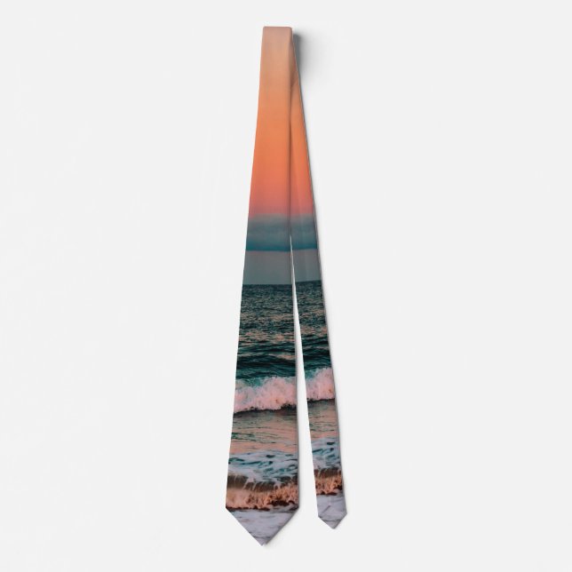 Cravate coucher de soleil sur la mer (Devant)