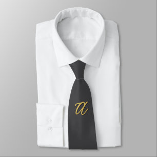 Cravate Couleur Or Gris Monogramme Professionnel