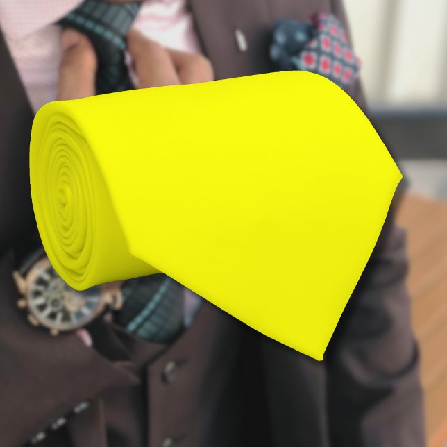 Cravate Couleur solide citron néon | Classique (Créateur téléchargé)