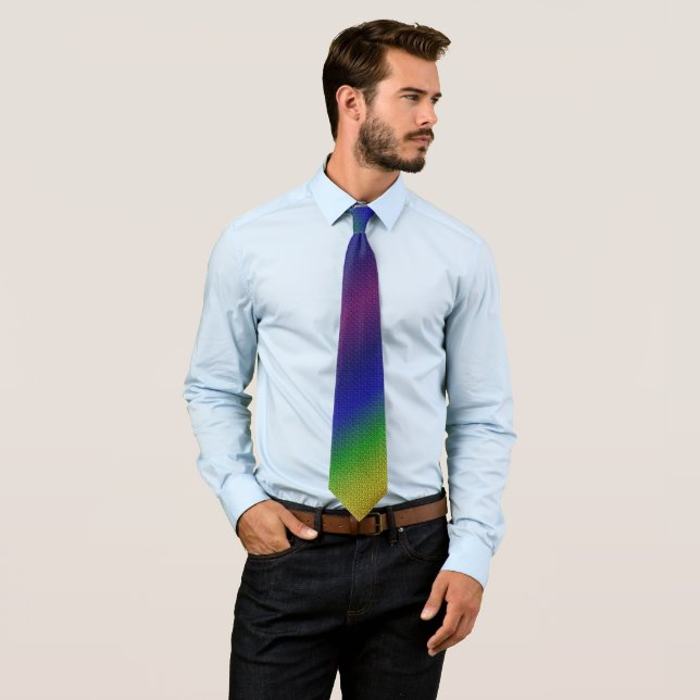 Cravate Couleurs arc-en-ciel Motif apparence texturée (En situation)