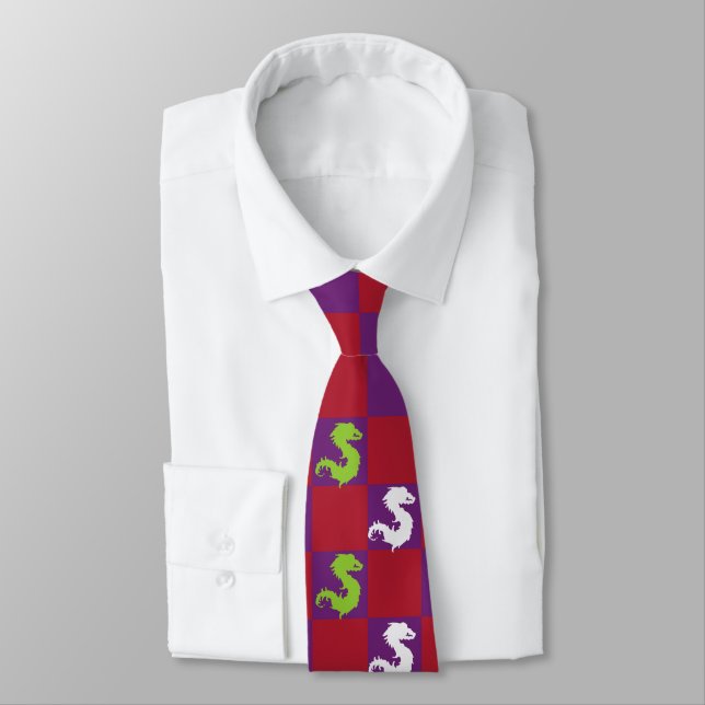 Cravate Couleurs de vin rouge et violet Chèques Motif & Dr (Attaché)