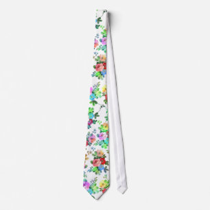 Cravate Couleurs mignonnes girly peindre rose fleurs flora