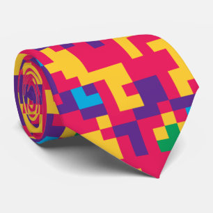 Cravate couleurs motifs de pixels amusantes