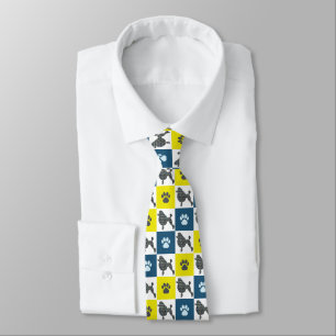 Cravate Coupe de chien Caniche français silhouette jaune e