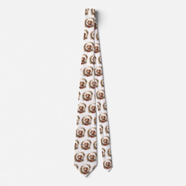 Cravate Coupe de fête de la couronne de Noël de Dachshund (Devant)