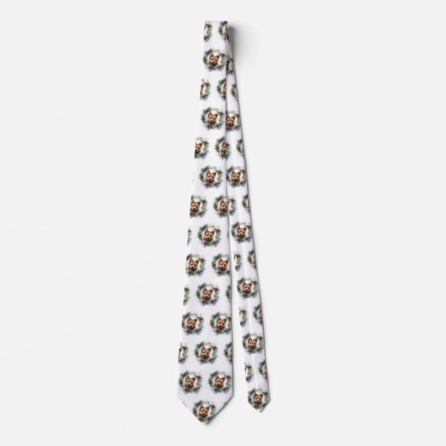Cravate Coupe de la fête de la couronne de Noël Terrier au (Devant)