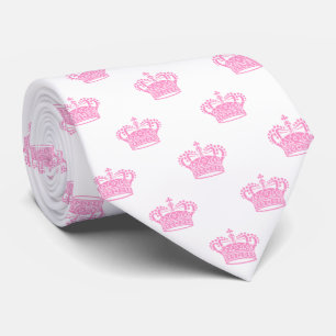 Cravate Couronne 01 - Rose sur blanc