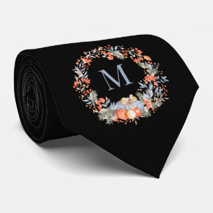 Cravate Couronne de monogramme élégant bleu poussiéreux mo