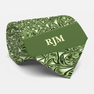 Cravate Couvercle Monogramme Sage Green Paisley