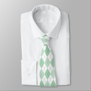 Cravate Couvercle vert et blanc Jacquard
