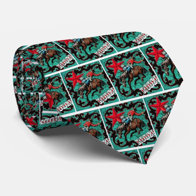 Cravate Cowboy Bronc de Western Rodeo Rider Necktie (Roulé)