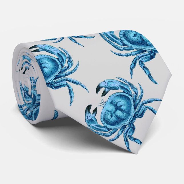 Cravate Crabes bleus Motif balnéaire (Roulé)