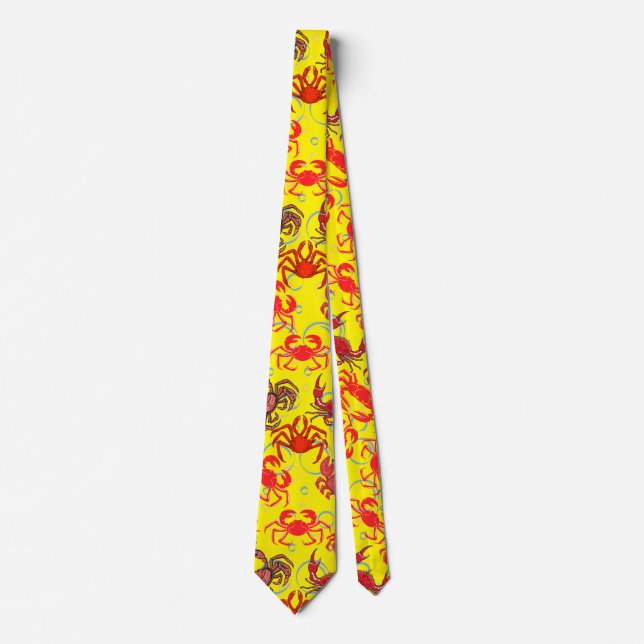 Cravate Crabes Patternx4 B Jaune BG (Devant)