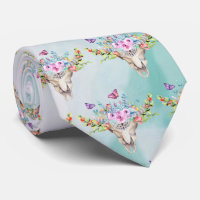 Crâne animal Boho avec Motif de fleurs