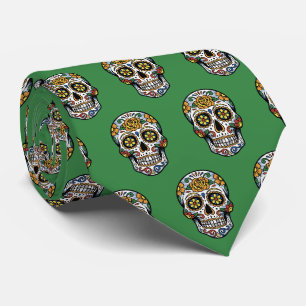Cravate Crâne en sucre Pop Art Dia de los Muertos