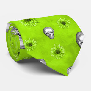 Cravate Crânes verts et série Tournesol Conception 1