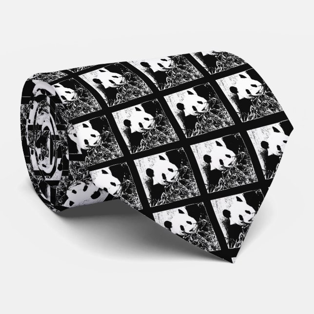 Cravate Cravate, Pop Art Géant Panda Noir & Blanc (Roulé)
