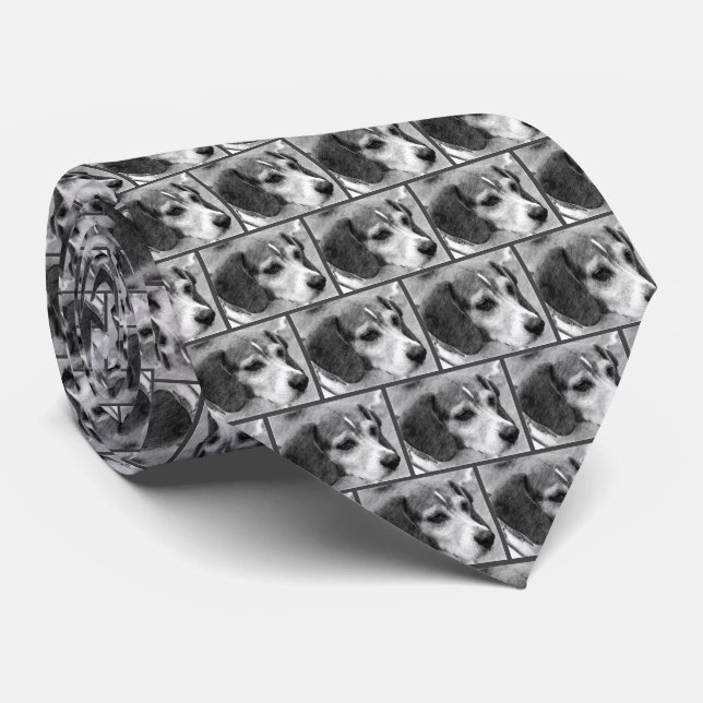 Cravate Crayon visage chien beagle art (Roulé)