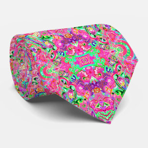 Cravate Créatures abstraites mixtes colorées mignonnes