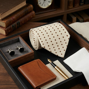 Cravate Crème et noir pois micro pointillés