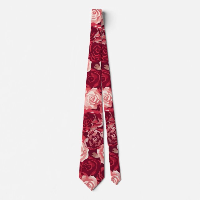 Cravate Crimson & Blush Seamless Rose Pattern (Devant)