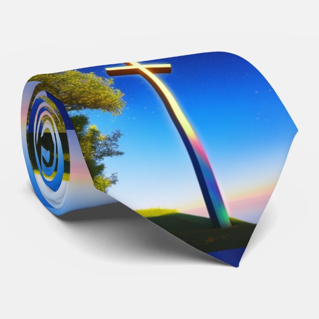 Cravate Croix de crucifix Jésus (Roulé)