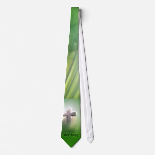 Cravate Croix de dimanche de paume sur le vert vert (Devant)